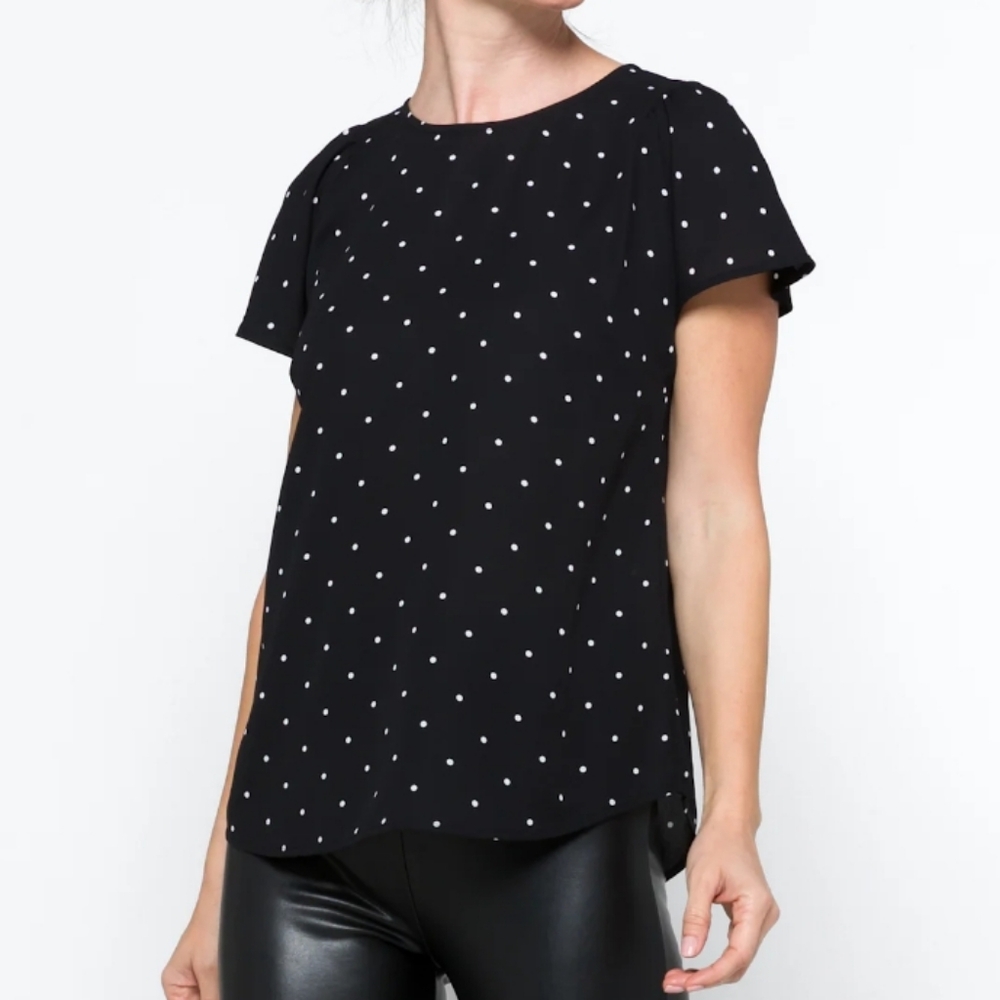 CeCe Black Polka Dot Blouse